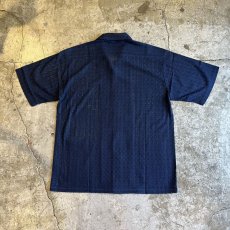 画像2: NAVY COLOR CROCHET PATTERN 2 POCKET DESIGN S/S SHIRT / Ladies L (2)