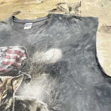 画像4: TIE DYE PATTERN WOLF PRINTED N/S TEE / Mens XL (4)