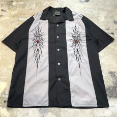 画像1: SPIDER EMBROIDERY OPEN COLLAR S/S SHIRT / Mens L (1)