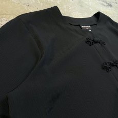 画像3: BLACK CHINA BUTTON NO COLLAR S/S SHIRT / Mens L (3)