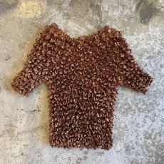 画像2: BROWN COLOR POPCORN DESIGN S/S TOPS / Ladies M~L (2)