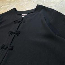 画像4: BLACK CHINA BUTTON NO COLLAR S/S SHIRT / Mens L (4)