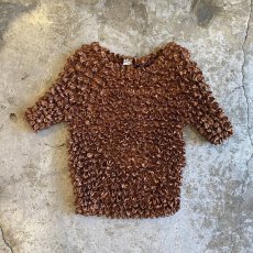 画像1: BROWN COLOR POPCORN DESIGN S/S TOPS / Ladies M~L (1)