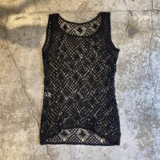 画像2: CROCHET BEADS DESIGN BLACK COLOR N/S TOPS / Ladies M (2)