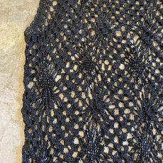 画像6: CROCHET BEADS DESIGN BLACK COLOR N/S TOPS / Ladies M (6)