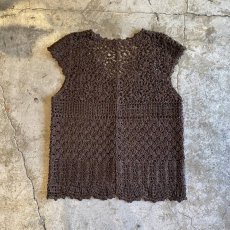 画像2: ART PATTERN CROCHET DESIGN VEST / Ladies M (2)