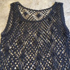 画像5: CROCHET BEADS DESIGN BLACK COLOR N/S TOPS / Ladies M (5)