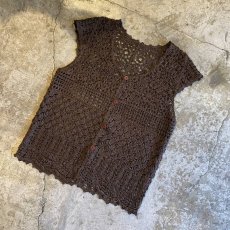 画像4: ART PATTERN CROCHET DESIGN VEST / Ladies M (4)