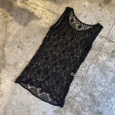 画像4: CROCHET BEADS DESIGN BLACK COLOR N/S TOPS / Ladies M (4)