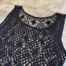 画像10: CROCHET BEADS DESIGN BLACK COLOR N/S TOPS / Ladies M (10)