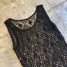 画像3: CROCHET BEADS DESIGN BLACK COLOR N/S TOPS / Ladies M (3)