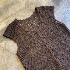 画像3: ART PATTERN CROCHET DESIGN VEST / Ladies M (3)