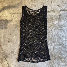 画像1: CROCHET BEADS DESIGN BLACK COLOR N/S TOPS / Ladies M (1)