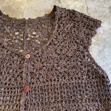 画像7: ART PATTERN CROCHET DESIGN VEST / Ladies M (7)