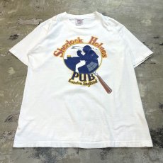 画像1: 80's "SHERLOCK HOLMES PUB" PRINTED S/S TEE / Mens L / MADE IN USA (1)