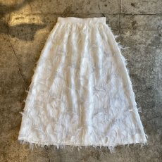 画像1: WHITE COLOR FEATHER FRINGE DESIGN SHEER SKIRT / W24~W29 (1)