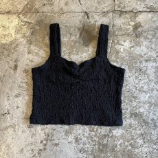 画像1: BLACK COLOR EMBOSS DESIGN BUSTIER / Ladies S~M (1)