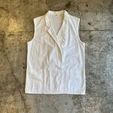 画像1: WHITE COLOR DOUBLE DESIGN OVER VEST / Ladies L(38) (1)