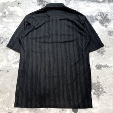 画像2: ART STRIPE PATTERN STAND COLLAR S/S SHEER SHIRT / Mens XL (2)