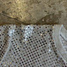 画像8: ALL OVER SILVER COLOR SEQUIN DESIGN S/S TOPS / Ladies M(S) / MADE IN USA (8)