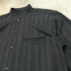 画像4: ART STRIPE PATTERN STAND COLLAR S/S SHEER SHIRT / Mens XL (4)