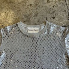 画像7: ALL OVER SILVER COLOR SEQUIN DESIGN S/S TOPS / Ladies M(S) / MADE IN USA (7)