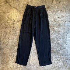 画像1: BLACK COLOR ELASTIC BACK WAIST SLACKS PANTS / W27~W30 / MADE IN USA (1)