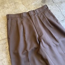 画像3: BROWN COLOR TUCK DESIGN SLACKS PANTS / W31 (3)