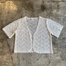 画像1: SHORT DESIGN CROCHET S/S CARDIGAN / Ladies M (1)