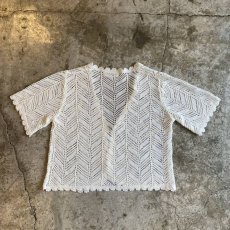 画像2: SHORT DESIGN CROCHET S/S CARDIGAN / Ladies M (2)