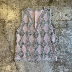 画像1: CROCHET×SUEDE LEATHER PATCHWORK DESIGN VEST / Ladies M (1)