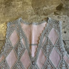 画像6: CROCHET×SUEDE LEATHER PATCHWORK DESIGN VEST / Ladies M (6)