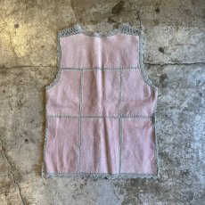 画像2: CROCHET×SUEDE LEATHER PATCHWORK DESIGN VEST / Ladies M (2)