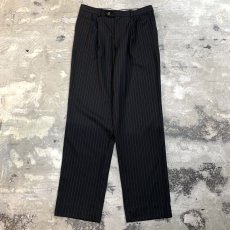 画像1: ALL OVER STRIPE PATTERN STRAIGHT SILHOUETTE SLACKS / W30 (1)