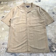 画像1: ALL OVER STRIPE PATTERN OPEN COLLAR S/S SHIRT / Mens S(L) (1)