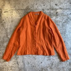 画像1: ORANGE COLOR LINEN DESIGN JACKET / Ladies M (1)