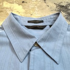 画像10: LIGHT BLUE COLOR STRIPE PATTERN S/S SHIRT / Mens XL (10)