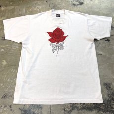 画像1: 90's ROSE FRONT PRINTED S/S TEE / Mens L / MADE IN USA (1)