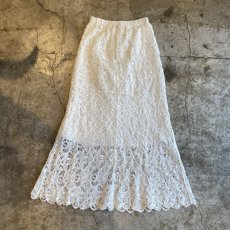 画像2: WHITE COLOR CROCHET LACE DESIGN LONG SKIRT / W25~W30 (2)