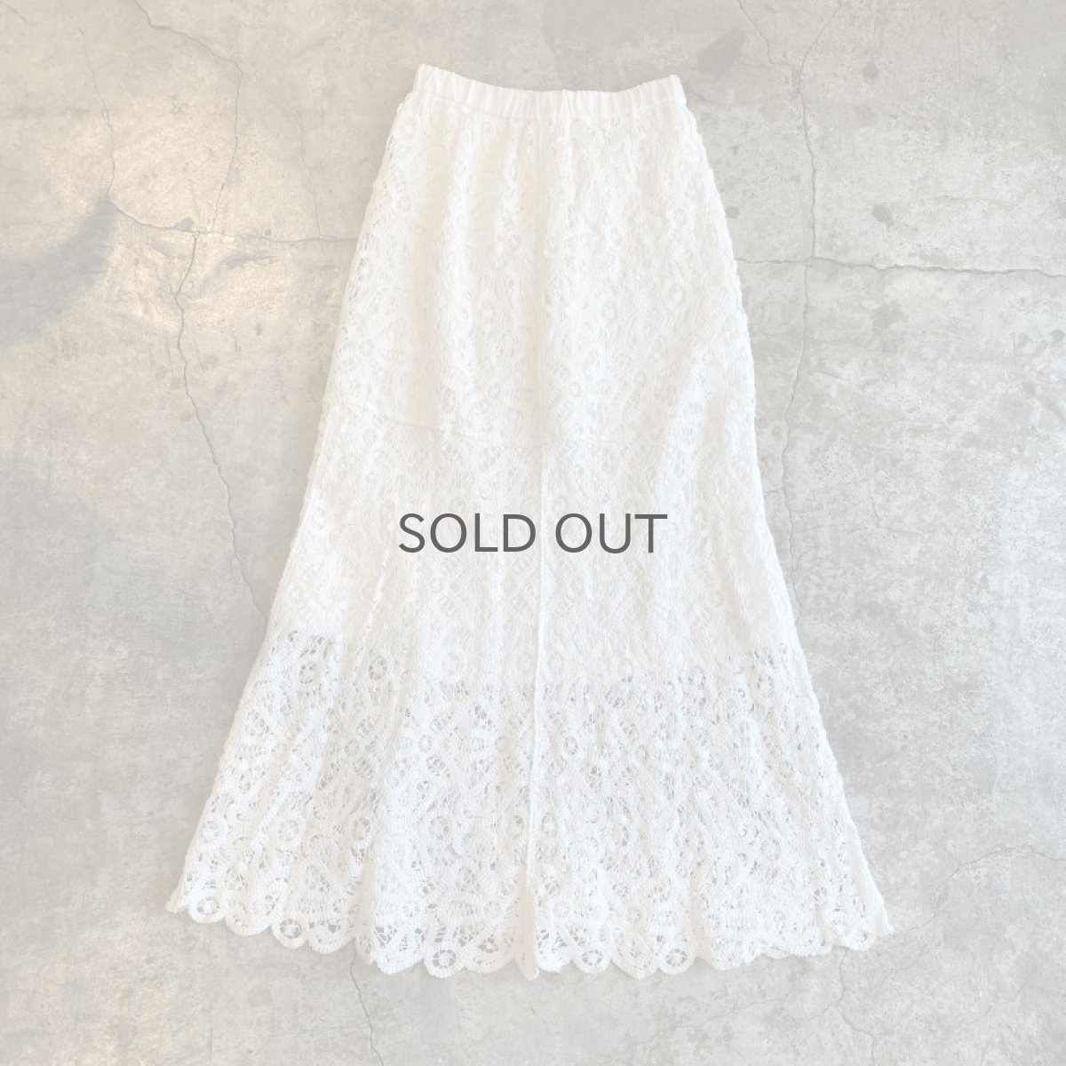 画像1: WHITE COLOR CROCHET LACE DESIGN LONG SKIRT / W25~W30 (1)