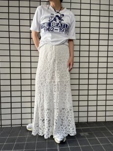 画像13: WHITE COLOR CROCHET LACE DESIGN LONG SKIRT / W25~W30 (13)