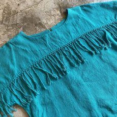 画像3: GREEN COLOR FRONT FRINGE DESIGN S/S TOPS / Ladies M (3)