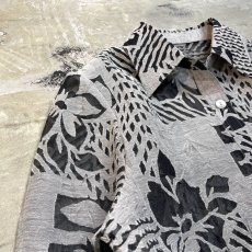 画像3: BOTANICAL GRAPHIC PATETRN OPEN COLLAR L/S SHEER SHIRT / Mens M (3)