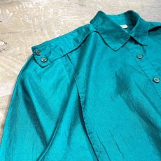 画像3: FRONT LAYERED LUSTER GREEN COLOR L/S SHIRT / Mens S (3)