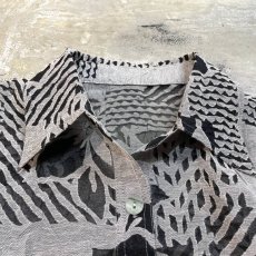 画像10: BOTANICAL GRAPHIC PATETRN OPEN COLLAR L/S SHEER SHIRT / Mens M (10)