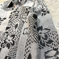 画像6: BOTANICAL GRAPHIC PATETRN OPEN COLLAR L/S SHEER SHIRT / Mens M (6)