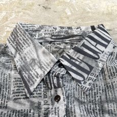 画像10: ALL OVER LETTER GRAPHIC PATTERN L/S SHEER SHIRT / Mens S (10)