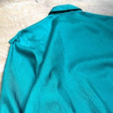 画像9: FRONT LAYERED LUSTER GREEN COLOR L/S SHIRT / Mens S (9)