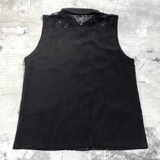 画像2: FLORAL LACE UP PATTERN SWITCHED N/S TOPS / Mens L (2)