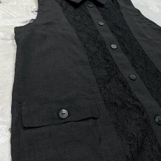 画像5: FLORAL LACE UP PATTERN SWITCHED N/S TOPS / Mens L (5)